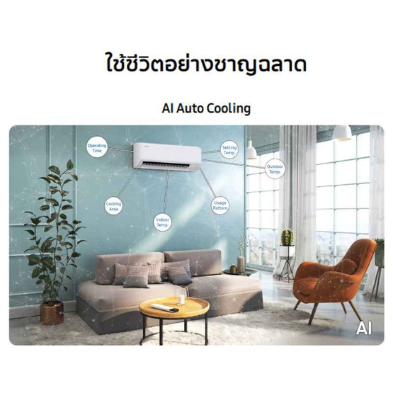 Samsung Aircon AI Inverter พร้อมท่อ 4 เมตร