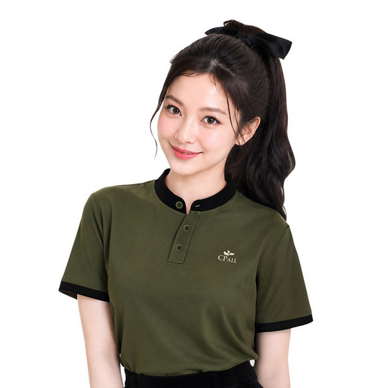 CP ALL เสื้อโปโลคอจีนหญิง Upcycling สีเขียวดำ