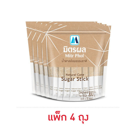 มิตรผล น้ำตาลอ้อยธรรมชาติ 300 กรัม 50ซอง/ถุง (แพ็ก 4 ถุง)