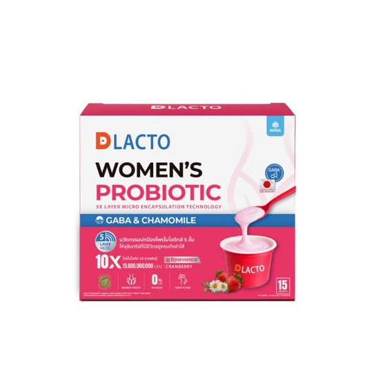 MANA DLacto Strawberry Yoghurt (โพรไบโอติกส์) บรรจุ 15 ซอง