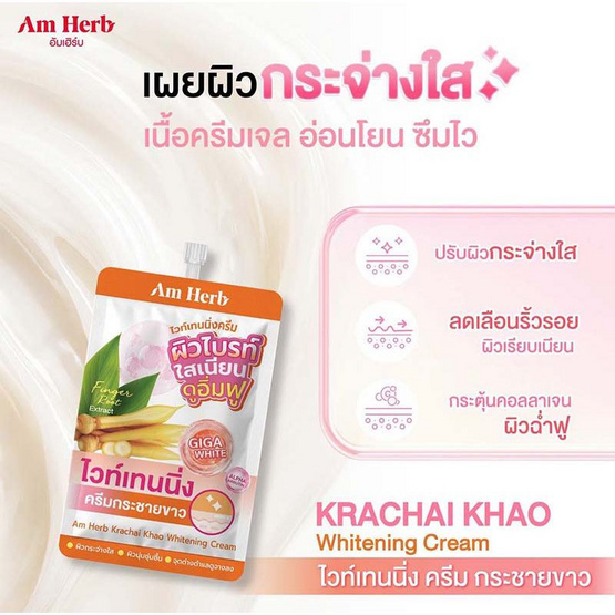 Am Herb ครีมบำรุงผิวหน้า Krachai Kao Whitening Cream 8กรัม (แพ็ก6)