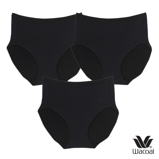 Wacoal Panty กางเกงในรูปทรง SHORT แบบเต็มตัว รุ่น WU4T34 สีดำ Set 3 ชิ้น