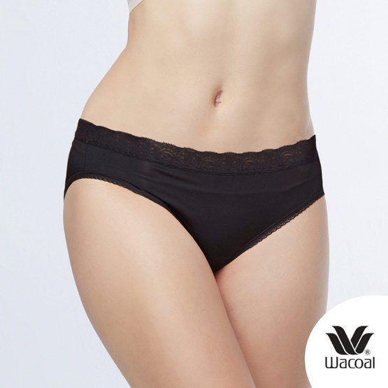 Wacoal Panty กางเกงในรูปทรง Bikini ขอบลูกไม้ รุ่น WU1T35 สีดำ Set 3 ชิ้น