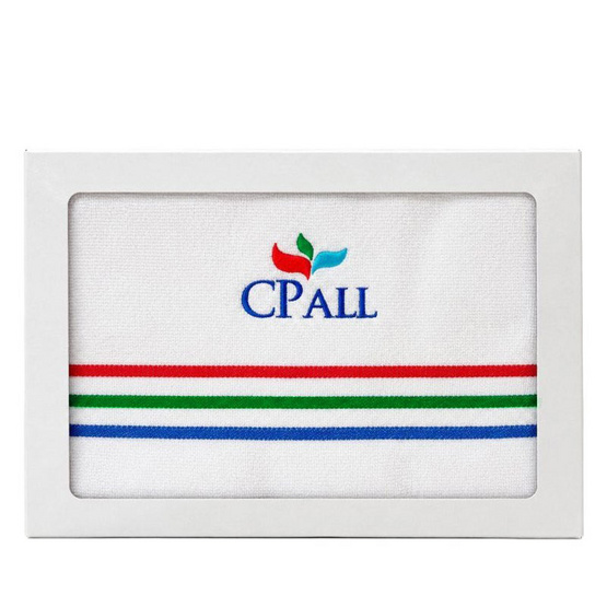 กล่องของขวัญ ผ้าเช็ดตัว CP ALL สีขาว ขนาด 27x54 นิ้ว