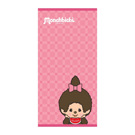 ผ้าขนหนูเช็ดผม monchhichi 15x30 นิ้ว สีชมพู TW03