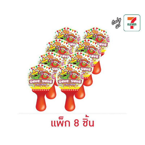 พิพ อมยิ้มเชคเชคโลลิป๊อบวิทเรนโบว์สตรอเบอรี 30 กรัม (แพ็ก 8 ชิ้น)