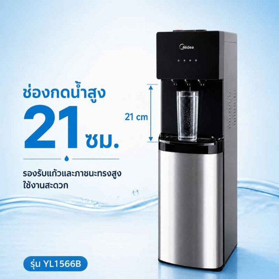 Midea ตู้กดน้ำ 3 อุณหภูมิ แบบติดตั้งถังน้ำด้านล่าง รุ่น YL1566B