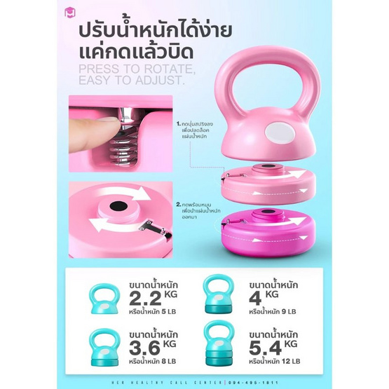(Homefittools) Kettlebell ปรับน้ำหนัก 4 ระดับ