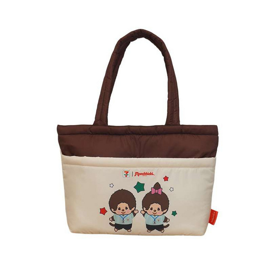 กระเป๋าสะพายนุ่มนิ่ม 7-Eleven Monchhichi ลายชุด 7-Eleven (สีครีม-น้ำตาล)