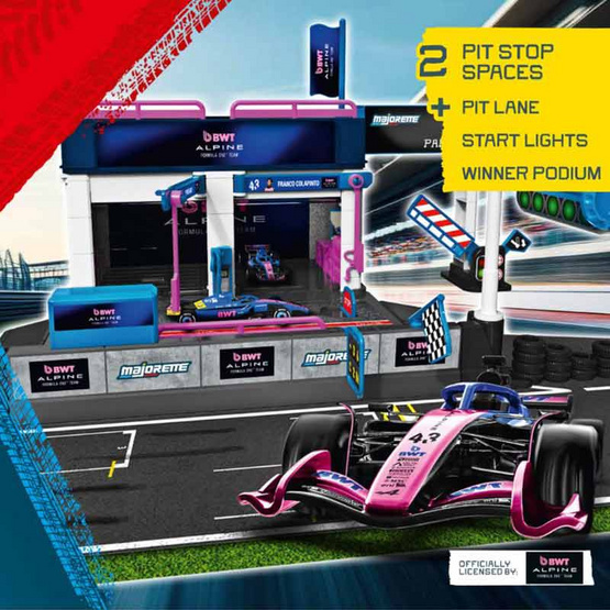 Majorette เซตจำลองโชว์รูมรถ Motosport Alpine พร้อมโมเดลรถ 1 คัน