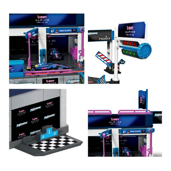Majorette เซตจำลองโชว์รูมรถ Motosport Alpine พร้อมโมเดลรถ 1 คัน