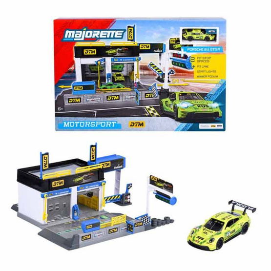Majorette เซตจำลองโชว์รูมรถ Motosport DTM Pit พร้อมโมเดลรถ 1 คัน