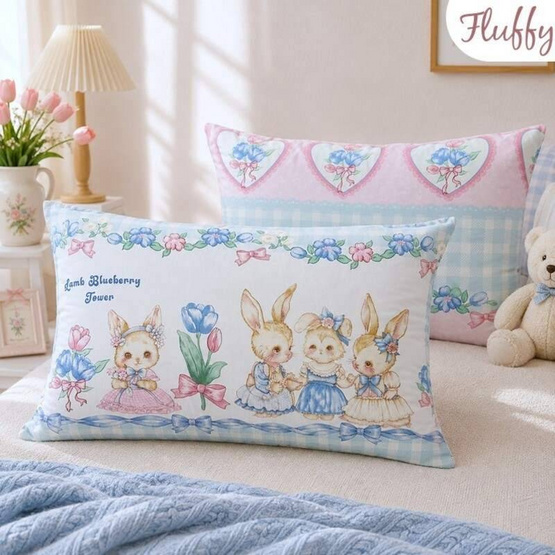 Fluffy หมอนหนุนแพ็กคู่ ลาย Bunny Pastel 17x27นิ้ว