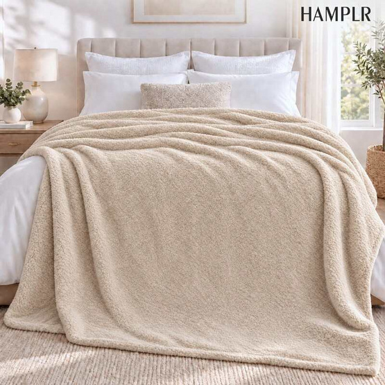 HAMPLR ผ้าห่มขนนุ่ม สี Oatmeal ขนาด 60x80 นิ้ว