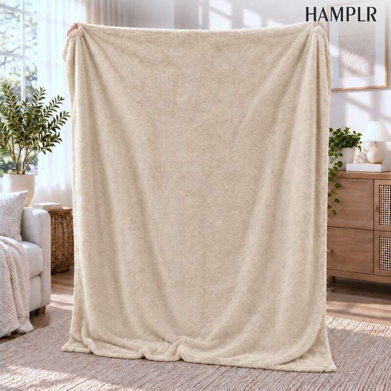 HAMPLR ผ้าห่มขนนุ่ม สี Oatmeal ขนาด 60x80 นิ้ว