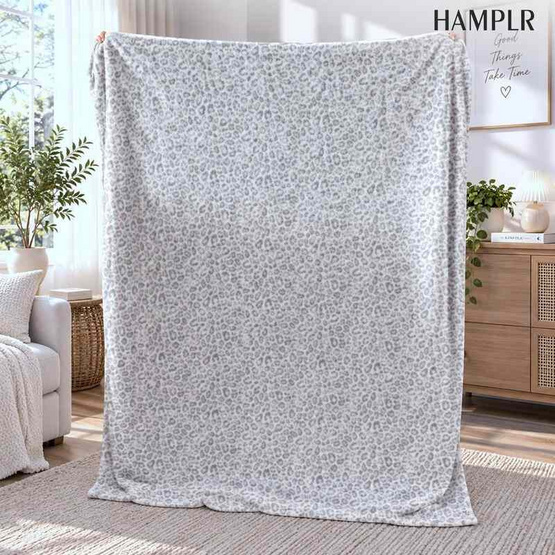 HAMPLR ผ้าห่มขนนุ่ม ลาย Grey Leopard 60x80 นิ้ว