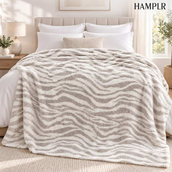 HAMPLR ผ้าห่มขนนุ่ม ลาย Sand Zebra 60x80 นิ้ว