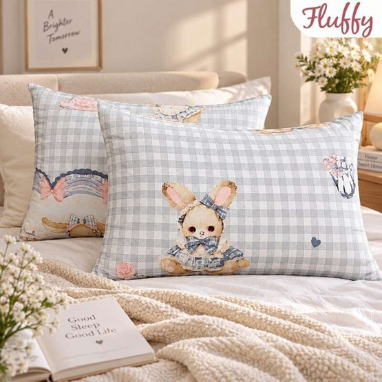 Fluffy หมอนหนุุนเเพ็กคู่ Bunny&Tea 17?27นิ้ว
