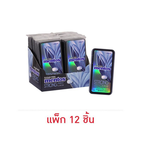 เมนทอส ลูกอมชูการ์ฟรีสตรองมินต์ 21 กรัม (แพ็ก 12 ชิ้น)