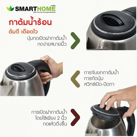 Smarthome เซ็ทคู่สุดคุ้ม เตาแม่เหล็กไฟฟ้า IN-1300 + กาต้มน้ำไฟฟ้า CA-1009