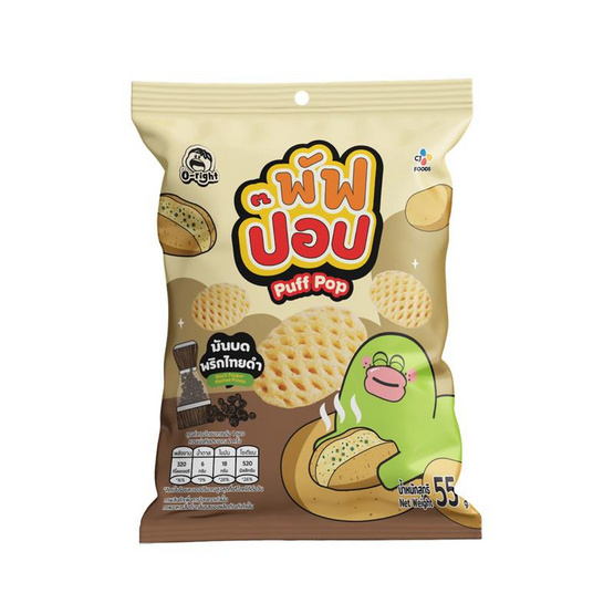 โอ้ไรท์พัฟป๊อป ขนมทอดกรอบรสมันบดพริกไทยดำ 55 กรัม (แพ็ก 6 ชิ้น)
