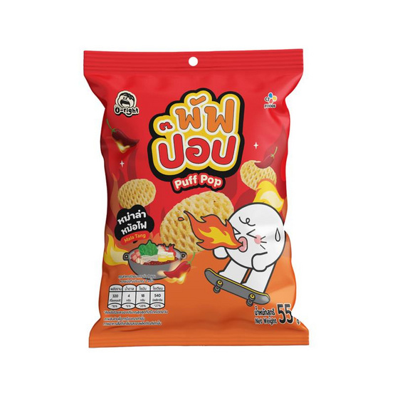 โอ้ไรท์พัฟป๊อป ขนมทอดกรอบรสหม่าล่าหม้อไฟ 55 กรัม (แพ็ก 6 ชิ้น)