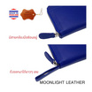 MOONLIGHT กระเป๋าหนังแท้ ใบยาวซิปรอบ สีน้ำเงิน