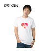 DELON เสื้อยืดคอกลม AT53119 เสื้อคู่รัก สีขาว