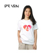 DELON เสื้อยืดคอกลม AT53119 เสื้อคู่รัก สีขาว