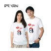 DELON เสื้อยืดคอกลม รุ่น AT53121 เสื้อคู่รัก สีขาว