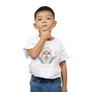 DELON KID เสื้อยืดคอกลม สำหรับเด็ก เสื้อครอบครัวน้องแมว  AT53142  ผ้าคอตตอน100% สี ขาว