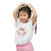 DELON KID เสื้อยืดคอกลม สำหรับเด็ก เสื้อครอบครัวน้องแมว  AT53143  ผ้าคอตตอน100% สี ขาว