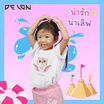 DELON KID เสื้อยืดคอกลม สำหรับเด็ก เสื้อครอบครัวน้องแมว  AT53143  ผ้าคอตตอน100% สี ขาว