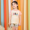 RIKA KID ชุดเด็ก เสื้อยืดเด็ก แขนสั้น เนื้อผ้าคอตตอน 100% AA4042 สีชมพูครีม