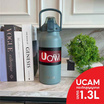 Ucam กระติกน้ำสแตนเลส ขนาด 1.3 ลิตร พร้อมหลอดดูด สีฟ้าคราม