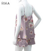 RIKA ชุดนอน SATIN พิมพ์ลาย ชุดเซ็ต เสื้อ+กางเกงขาสั้น FV3048