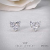 ValueJewelry ต่างหูแป้น ฝังคริสตัล3เม็ด ลายหัวใจ ขนาดเล็ก  ER0486