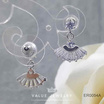 ValueJewelry ต่างหูแป้น เพชรกลม3มิล ประดับติ้งคริสตัล ลายใบพัด นำโชค ขนาดเล็ก ER0054