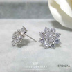 ValueJewelry ต่างหูแป้น ฝังคริสตัลแท้ล้อม2ชั้น ลายดอกพิกุล ขนาดใหญ่ ER0027