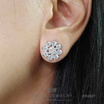 ValueJewelry ต่างหูแป้น ฝังคริสตัลแท้ล้อม2ชั้น ลายดอกพิกุล ขนาดใหญ่ ER0027