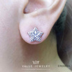 ValueJewelry ต่างหู แบบแป้น ฝังคริสตัลลายดาว ล้อมเพชรละเอียด ขนาดพอเหมาะ  ER0063