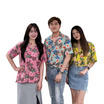 เสื้อเชิ๊ตลายดอก Summer สีชมพู Size L