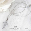 ValueJewelry สร้อยคอพร้อมจี้ ฝังคริสตัลละเอียด สองแถว ลาย ไม้กางเขน  ขนาดพอเหมาะ NK066