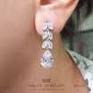 ValueJewelry ต่างหูแบบหนีบ ประดับคริสตัลทรงเพชรมาคี ติ้งเพชรหยดน้ำ