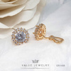 ValueJewelry ต่างหูแบบหนีบ คริสตัลเพชรกลมเพชรล้อมเพชร สีทอง ขนาดใหญ่ ER1498