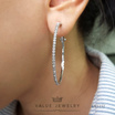 ValueJewelry ต่างหูห่วง ประดับคริสตัลแท้ ขนาด2มิลรอบวง ขนาด วง4เซน เงินแท้ ER1237