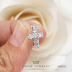 ValueJewelry ต่างหูห่วง กางเขน Cross คริสตัลแท้ ใส่ติดหู ใส่ได้ทุกวัน ER8020