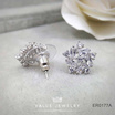 ValueJewelry ต่างหูแป้น ฝังคริสตัลแท้ ลายดอกไม้  ขนาดกลาง  ER0177