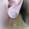 ValueJewelry ต่างหูแป้น ฝังคริสตัลทรงเพชรปริ้นเซส ล้อมเพชรละเอียด ขนาดพอเหมาะ ER0179