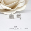 ValueJewelry ต่างหู แบบแป้น ฝังคริสตัลละเอียด ลายแอปเปิ้ล ขนาดเล็กน่ารัก ER0191